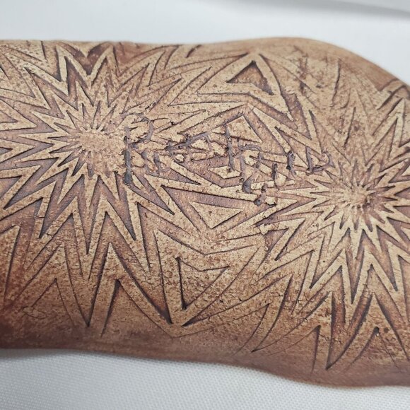 Hand-made Pottery Dragonfly Leaf-Shaped Jewelry Trinket Tray Dish 9.5" Long - Picture 7 of 14